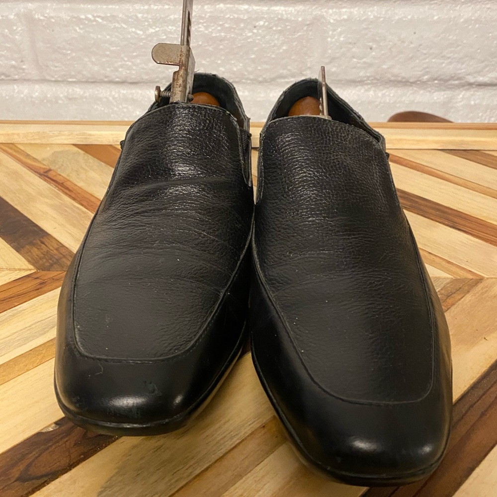 Vintage Bacco Bucci Studio black leather loafers slip on size 8.5